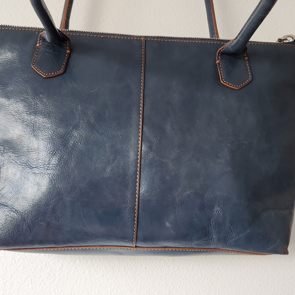 HOBO Navy Leather Hobo with Contrast Stitching